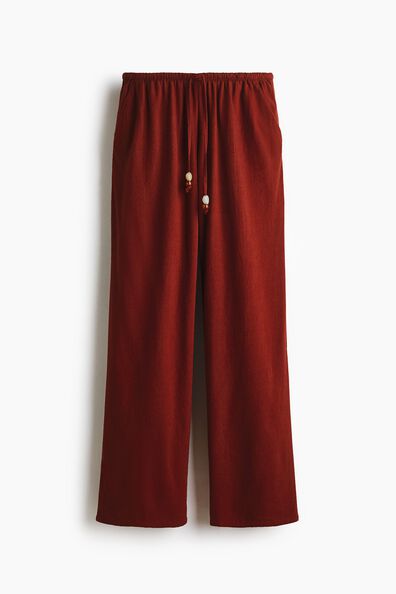Linen-blend drawstring trousers