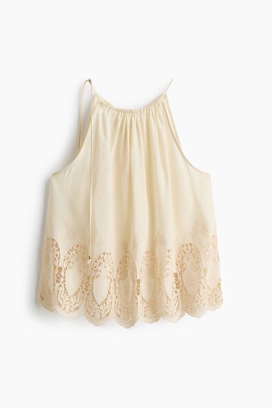 Lace-inset lyocell top