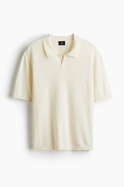 Loose Fit Textured-Knit Polo Shirt