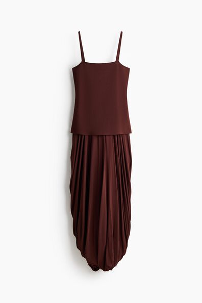 Dual-fabric bubble-hem dress