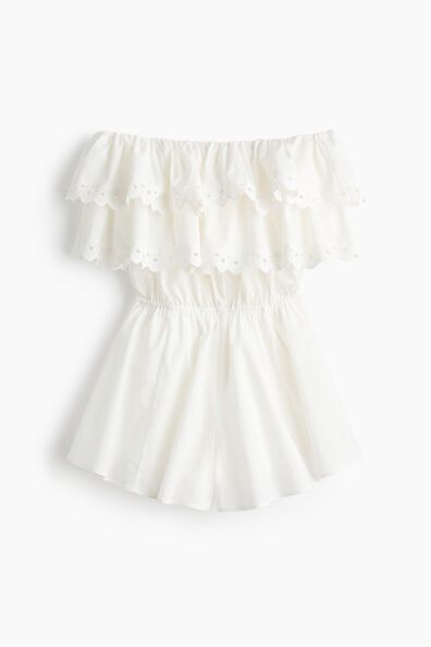Broderie anglaise off-the-shoulder playsuit