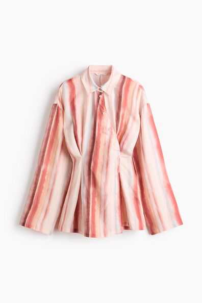 Linen-blend wrap shirt