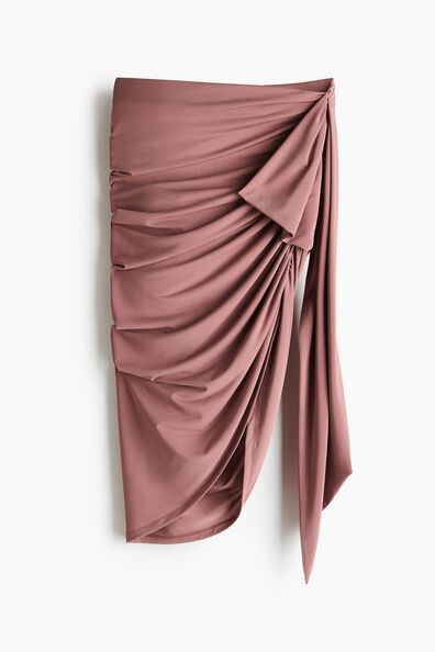 Draped tie-detail skirt