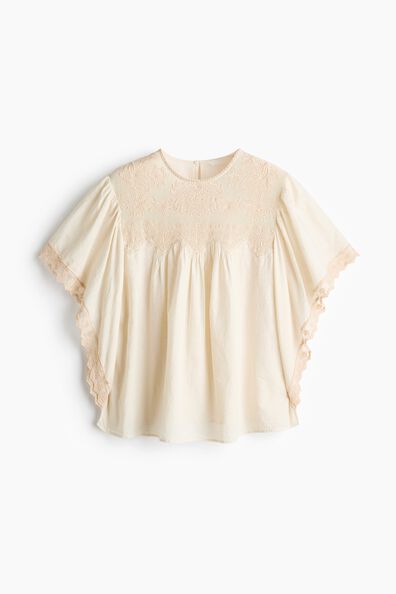Lace-detail cotton blouse