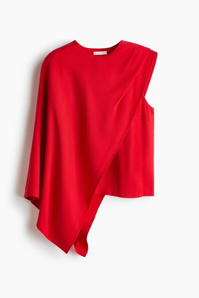 Asymmetric cape-detail blouse