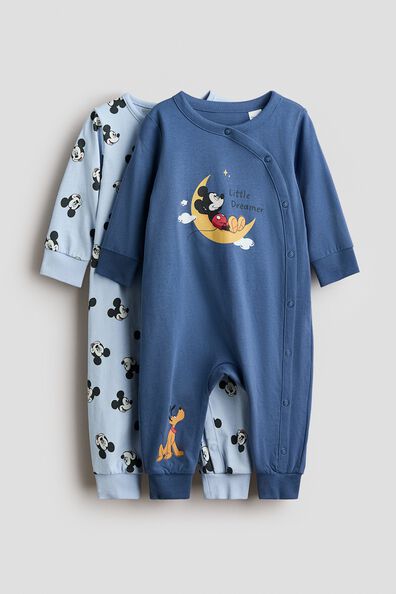 2-pack printed cotton sleepsuits