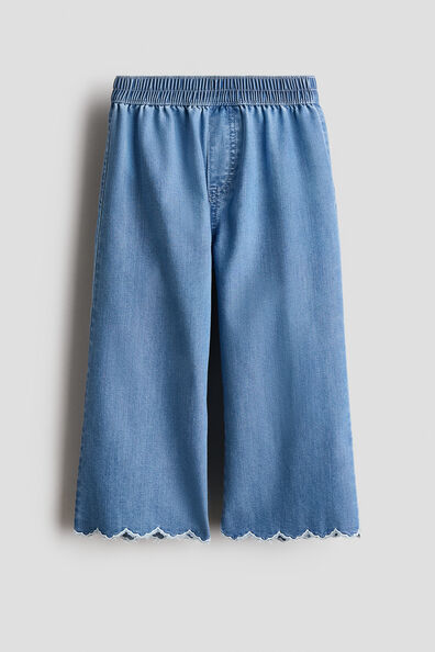 Scalloped denim joggers