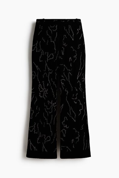 Embroidered velvet trousers