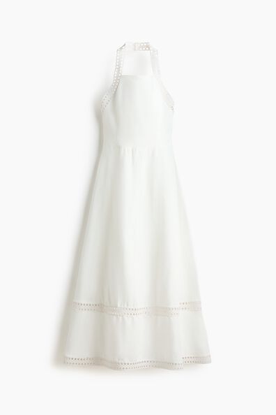 Linen-blend halterneck dress