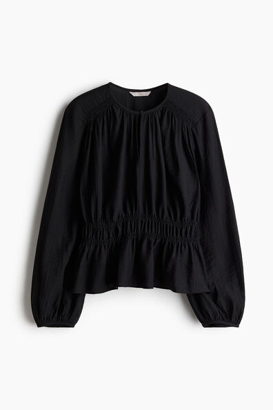 Smocking-detail blouse