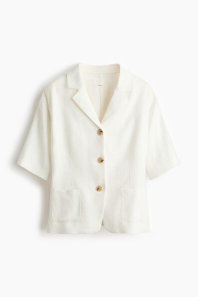Short-sleeved linen-blend blazer