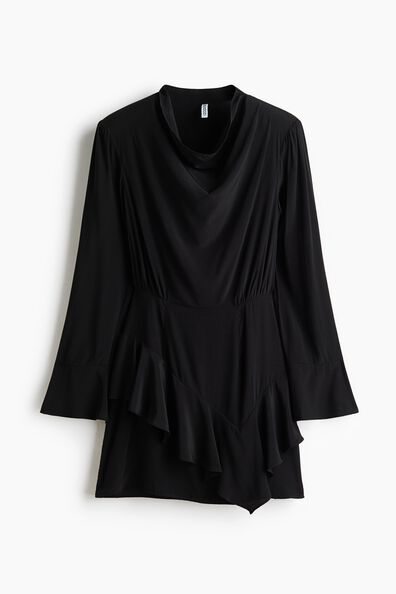 Flounced cowl-neck dress