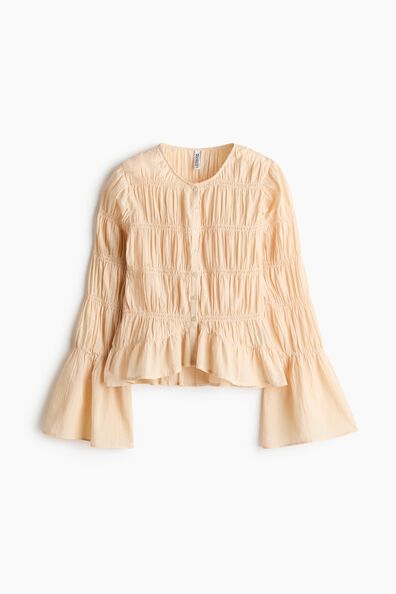 Smocked cotton blouse