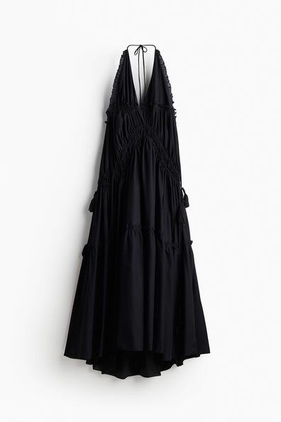 Drawstring-detail halterneck dress
