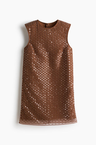 Sequined mesh dress