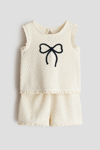 2-piece pointelle-knit cotton set