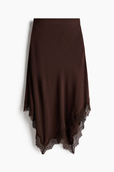 Asymmetric viscose satin skirt