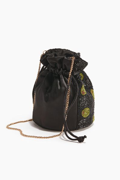 Embellished bucket bag