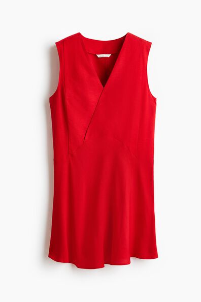 Sleeveless linen-blend dress