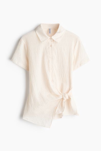 Smocked tie-detail shirt