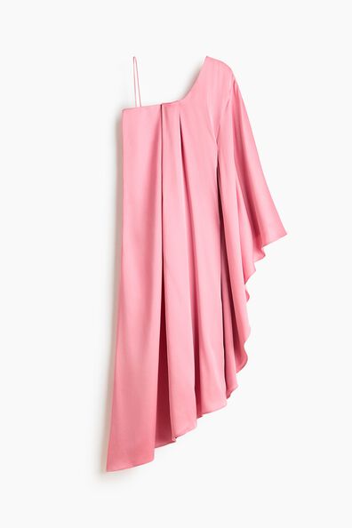 One-shoulder satin kaftan dress