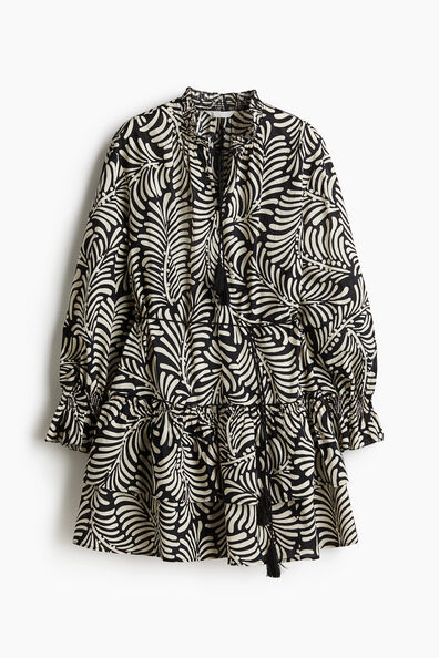 Flounced tie-belt dress
