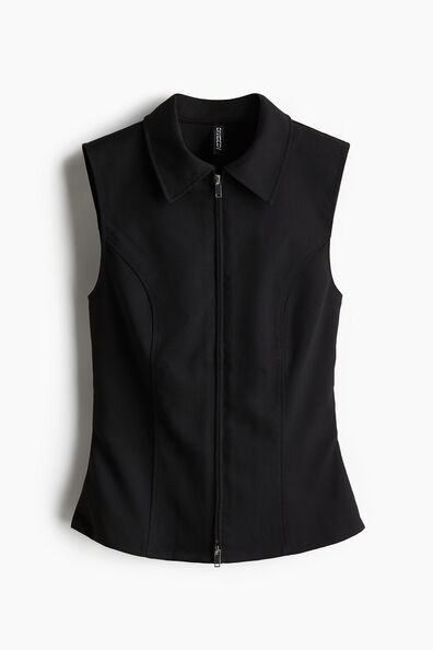 Collared zip-through vest top
