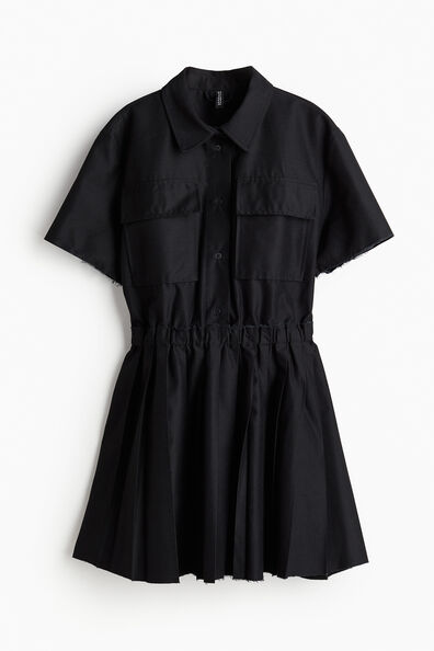 Pleated-skirt utility dress