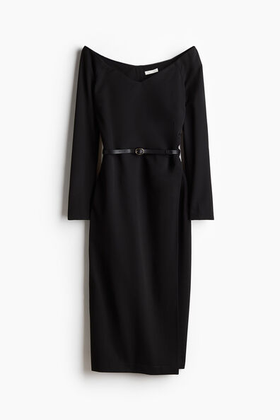 Belted off-the-shoulder dress