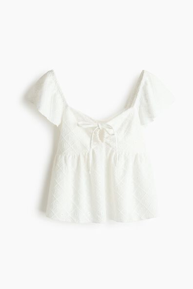 Pointelle jersey blouse