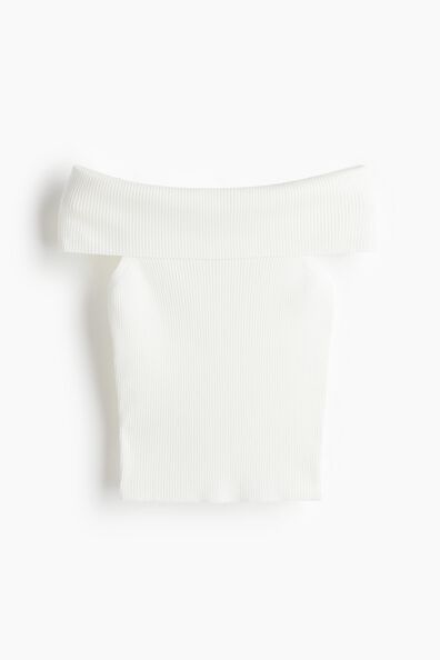 Rib-knit off-the-shoulder top