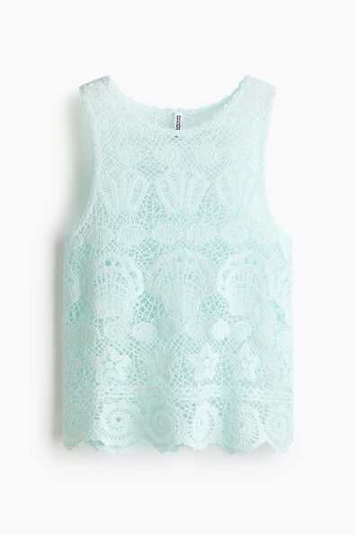 Motif-detail crochet-look top
