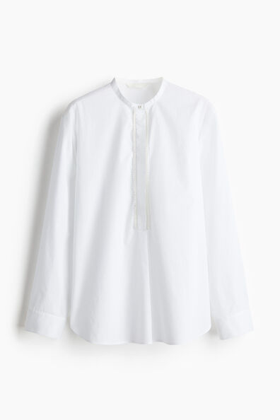 Bead-embellished poplin blouse
