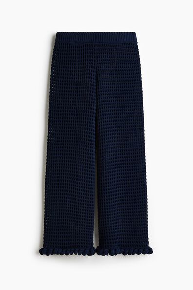 Rope-detail hole-knit trousers