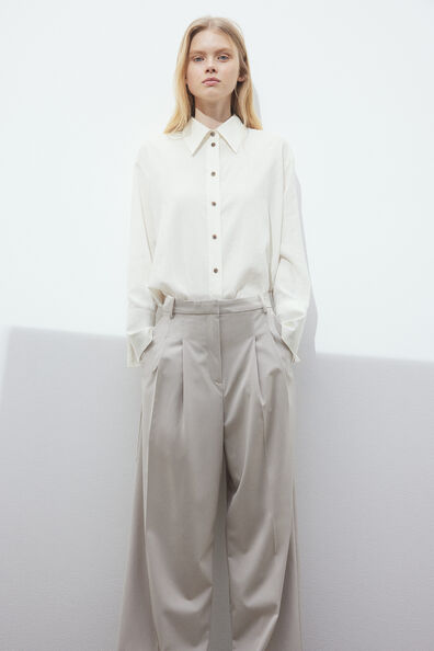 Oversized linen-blend shirt
