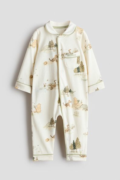 Printed cotton sleepsuit