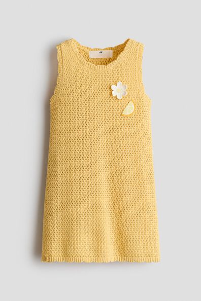 Appliquéd crochet-look dress