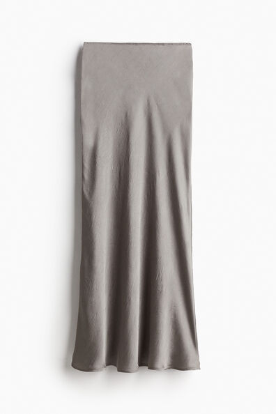 Crinkled satin maxi skirt