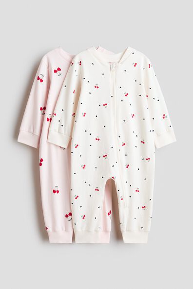 2-pack cotton zip-through sleepsuits