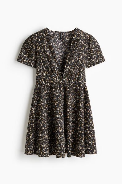 V-neck cotton poplin dress