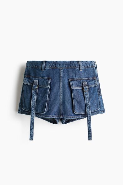 Cargo denim skort