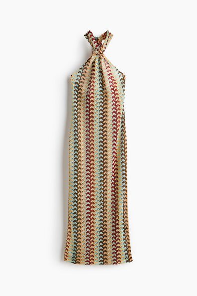 Crochet-look halterneck dress