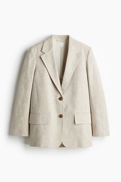 Linen-blend blazer