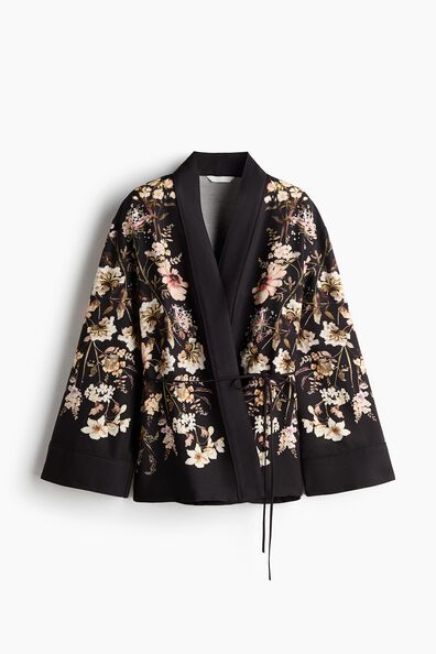 Tie-belt twill jacket