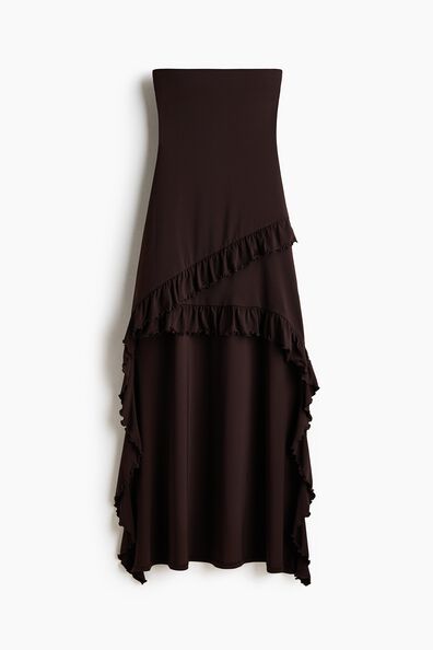 Frill-trimmed high-low dress