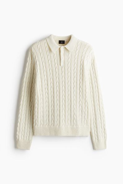 Regular Fit Cable knit polo jumper