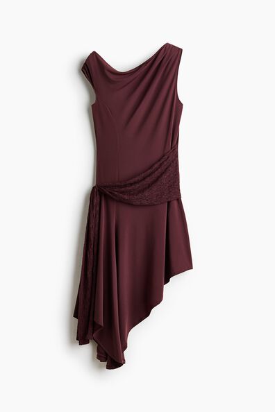 Draped lace-panel dress