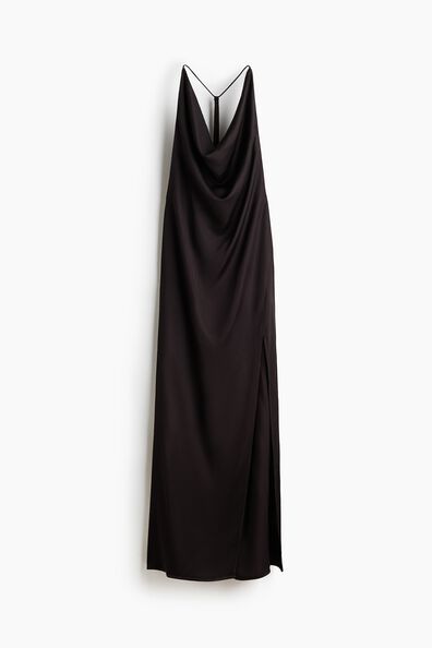 Cowl-neck viscose satin dress