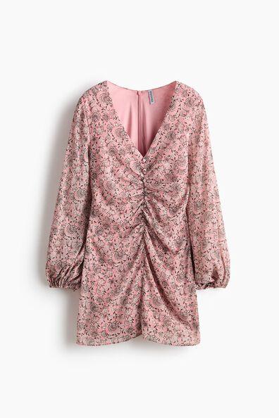 Button-detail crinkled dress