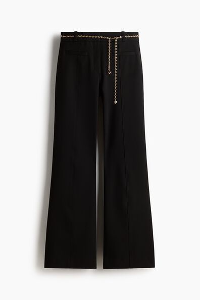 Chain-belt flared trousers